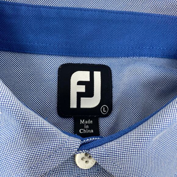 Footjoy Mens Large Blue White Green Embroidered Golf Polo Shirt - Picture 2 of 7